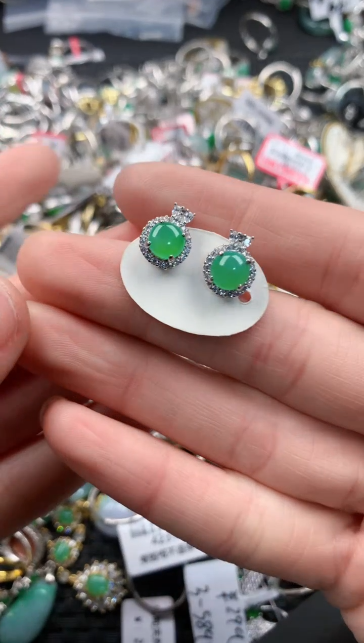 银S925镶嵌戒指翡翠222    8