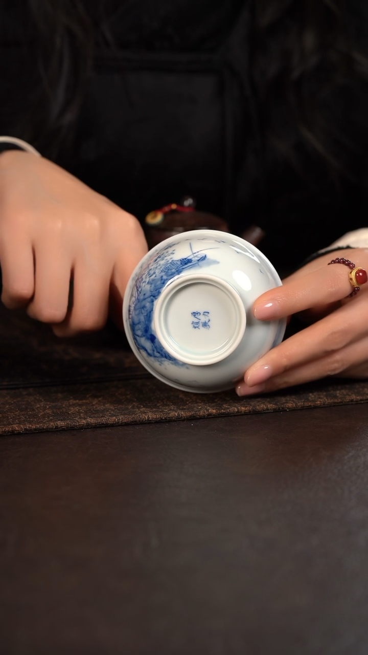 【闪购商品】杯515微瑕HLX陶瓷重工雪景高脚普洱杯