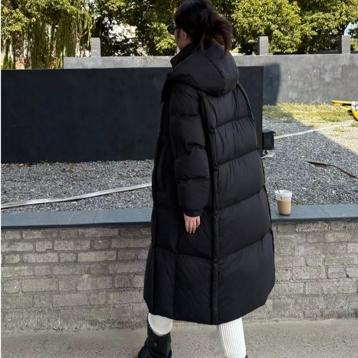 【特库】连帽直筒型女长款保暖鸭绒服8131