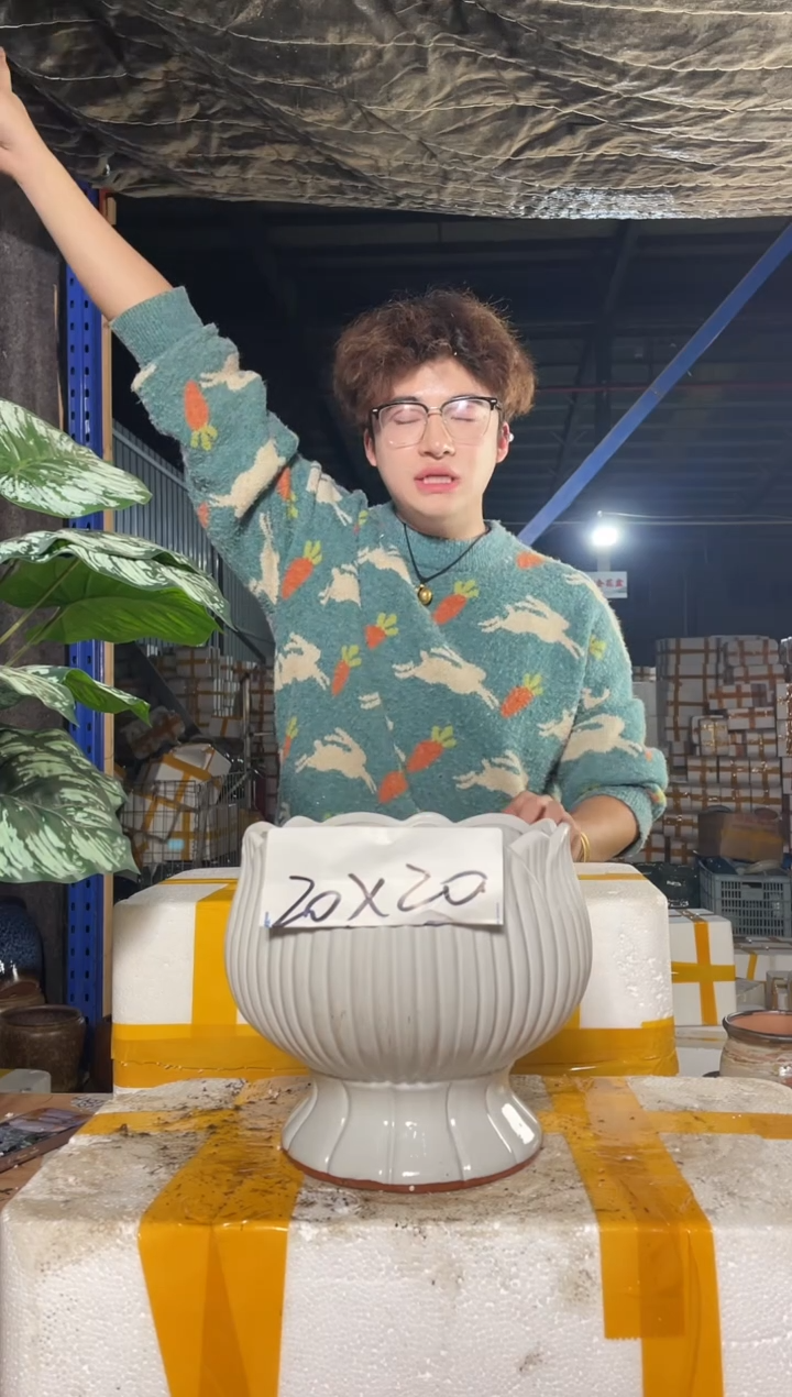 紫砂花盆宜兴紫砂粗陶花盆口20高 20