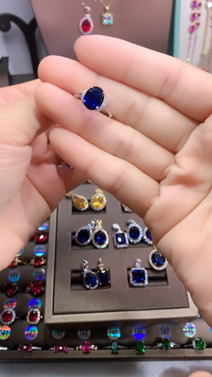 【闪购商品】蓝宝石戒指银S925镶嵌银色8.10