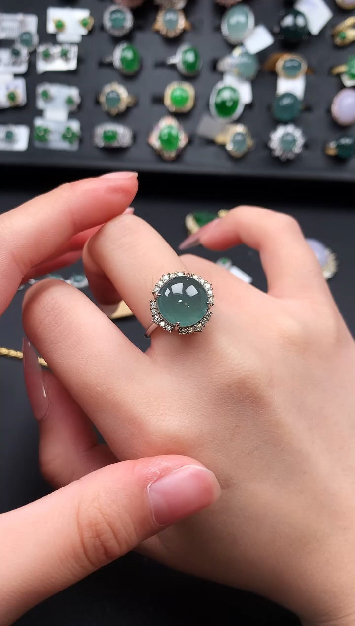 【闪购商品】翡翠戒指银S925镶嵌614124