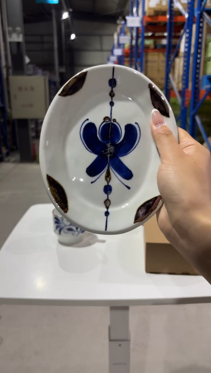 玻璃纸フラワーターン リム付楕円中皿