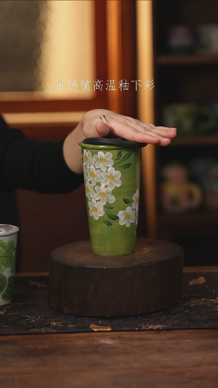 陶瓷景德镇高温釉下手绘陶瓷@L107@