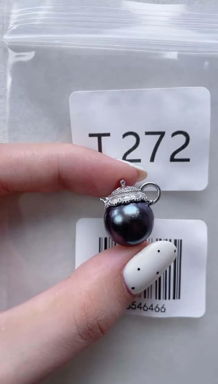 银S925镶嵌海水珍珠吊坠T272