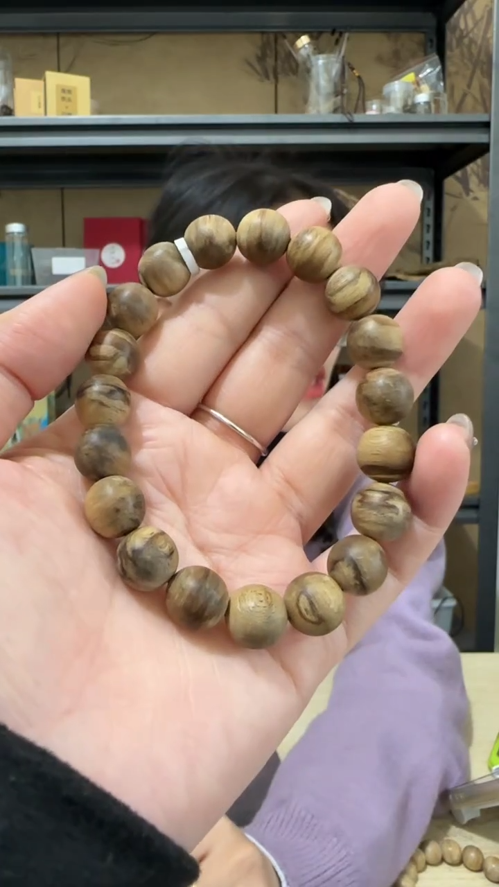 【闪购商品】沉香手串12号达拉干野料虎斑纹圆珠手串卡11