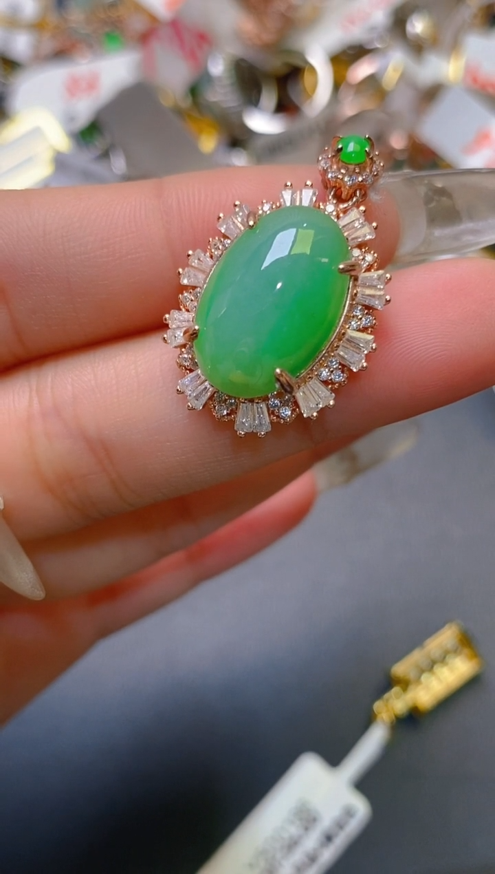 【闪购商品】翡翠耳饰银S925镶嵌天然A货翡翠1