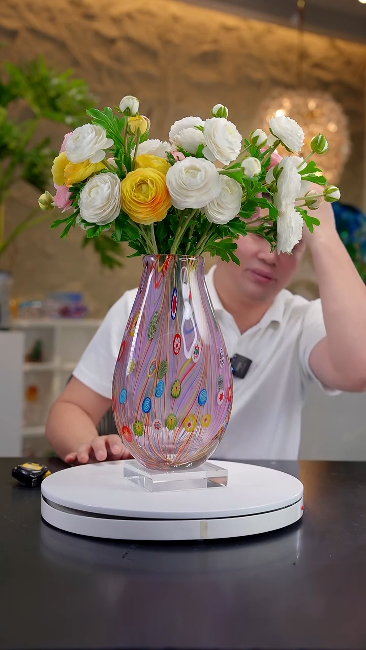 手工艺品琉璃金粉色设计款花器