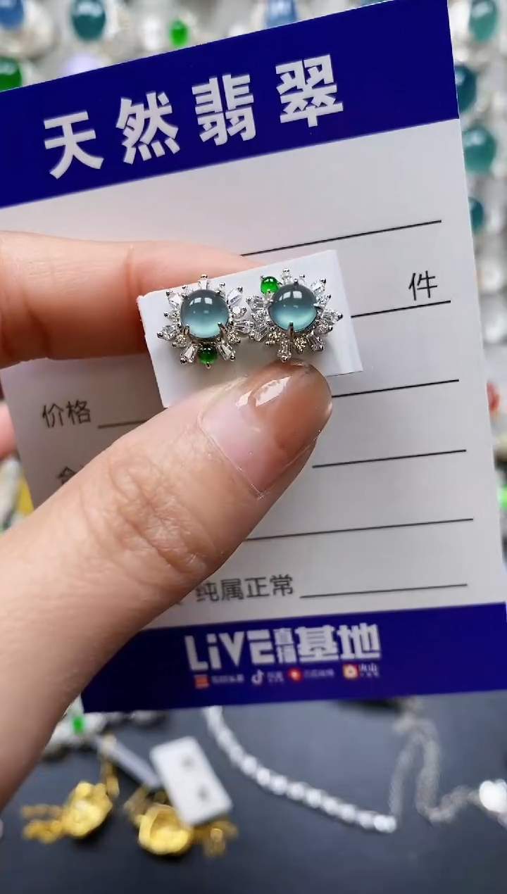 【闪购商品】翡翠耳饰银S925镶嵌0351