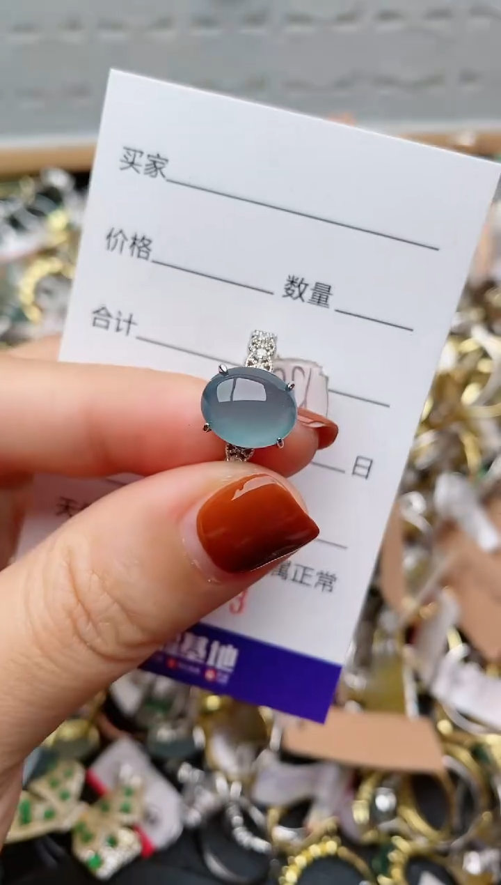 银S925镶嵌戒指翡翠.5673