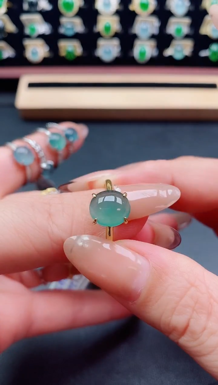 银S925镶嵌戒指翡翠1