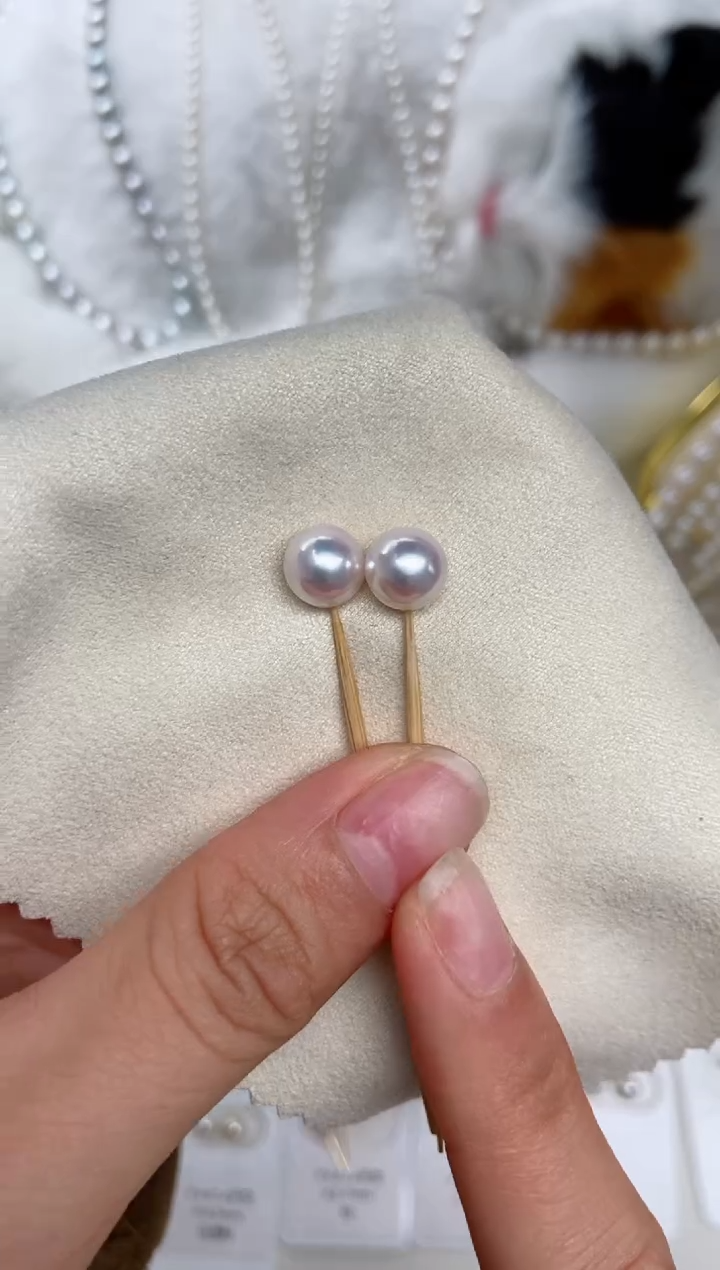 【闪购商品】海水珍珠耳钉18K金镶嵌8-8.5mm耳钉福利