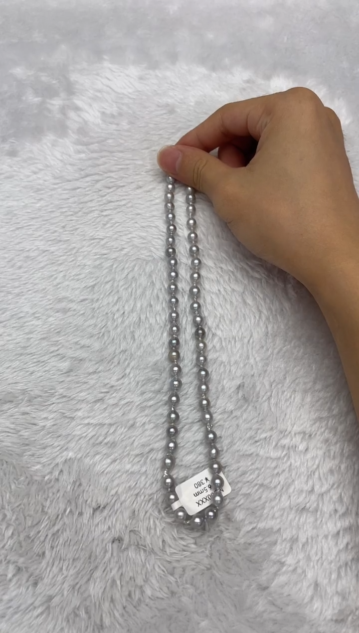 项链银S925镶嵌海水珍珠AK真多麻6-6.5mm
