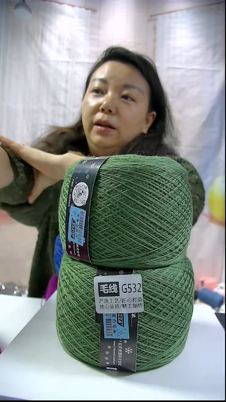  【G532绿色】纯美丽诺羊毛2团(1斤)  (适用12号针双股)  