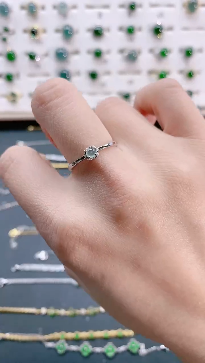 【闪购商品】翡翠戒指银S925镶嵌天然翡翠