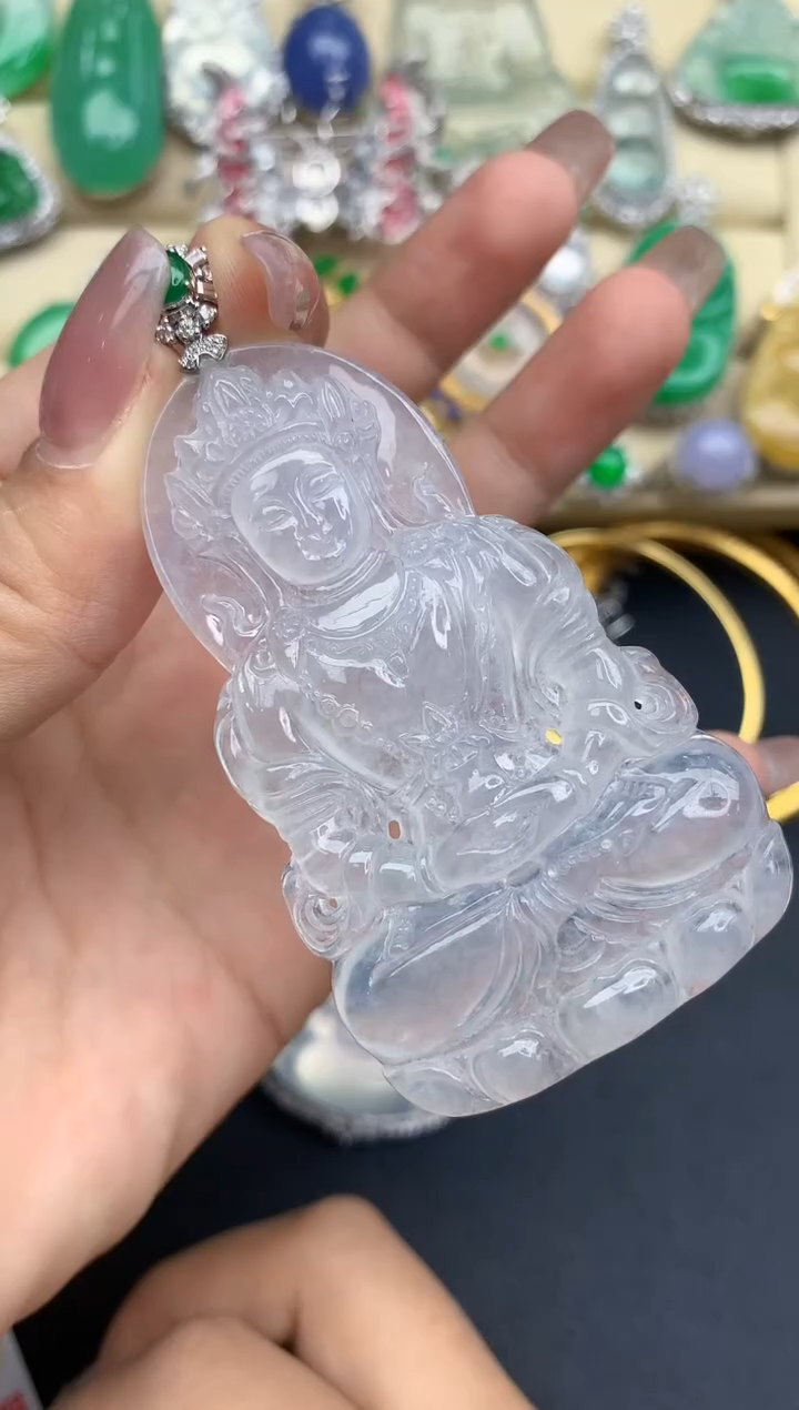 颈饰18K金镶嵌翡翠458-中国好珍宝