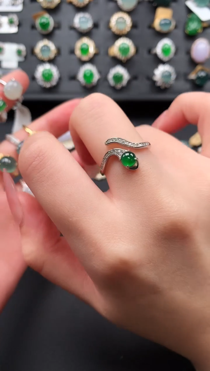 【闪购商品】翡翠戒指银S925镶嵌6531414