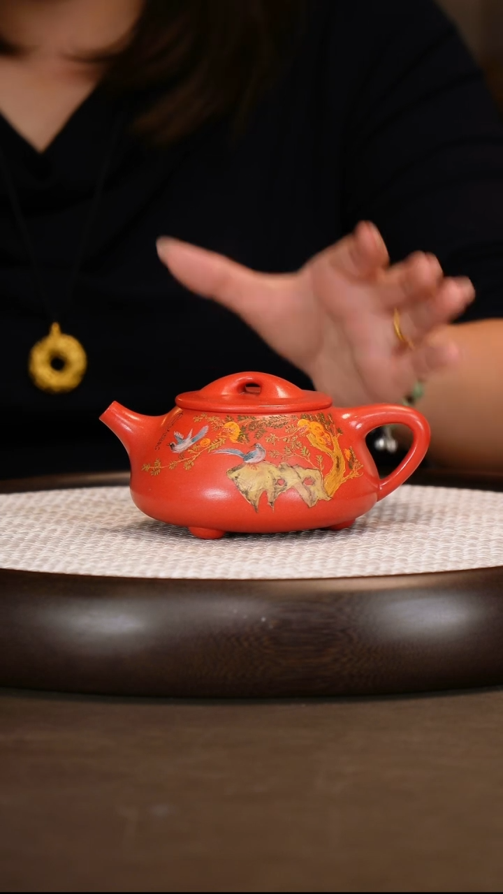 【谈俊祥】景舟石瓢 珊瑚红300c+套杯