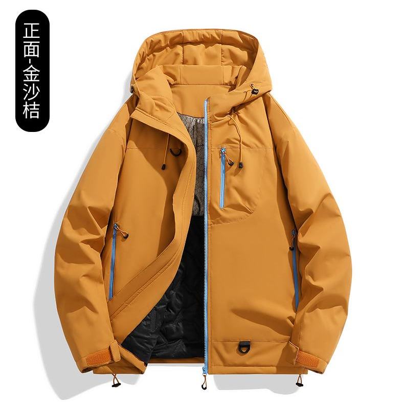 情侣加厚涂层棉衣保暖男士休闲连帽户外棉服