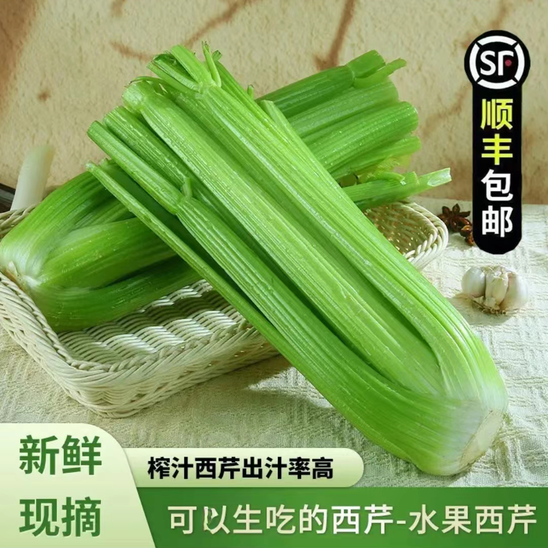 【顺丰包邮】榨汁专用西芹新鲜芹菜蔬菜水果西芹无叶现摘芹菜