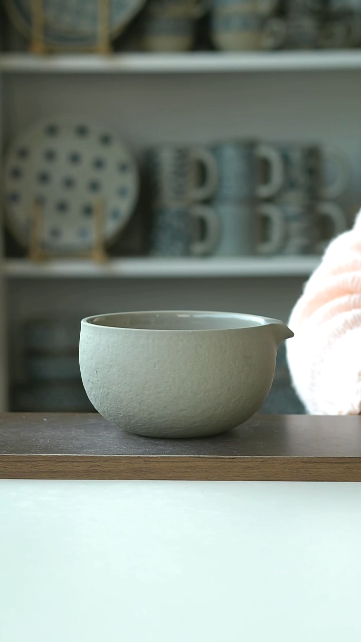 陶粗陶垂纹抹茶碗灰色14cm/500ml@7-7@