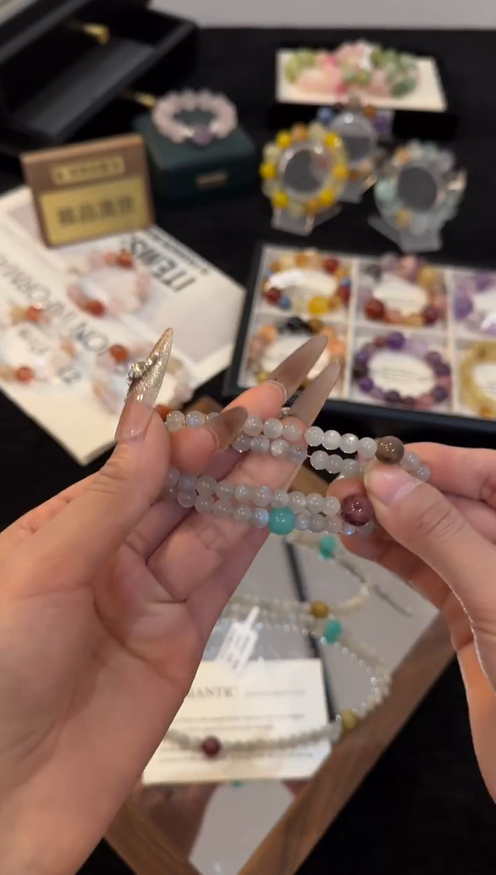 合金手链水晶灰月光双圈手链x3105