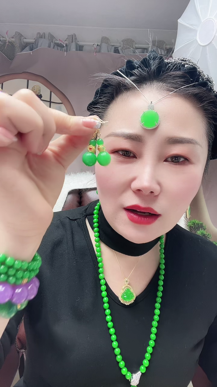 【闪购商品】翡翠耳饰14K金镶嵌A80号