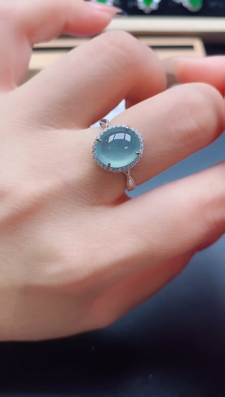 翡翠戒指银S925镶嵌5080