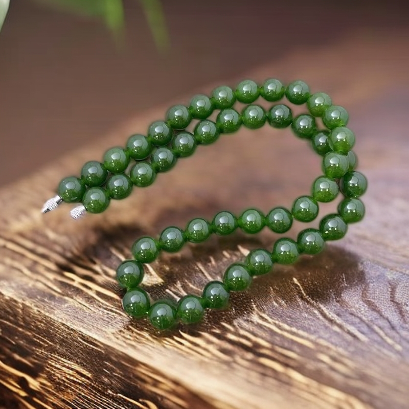【思涵珠宝】俄罗斯产地天然玉石 104 俄七料俄料菠菜绿10mm