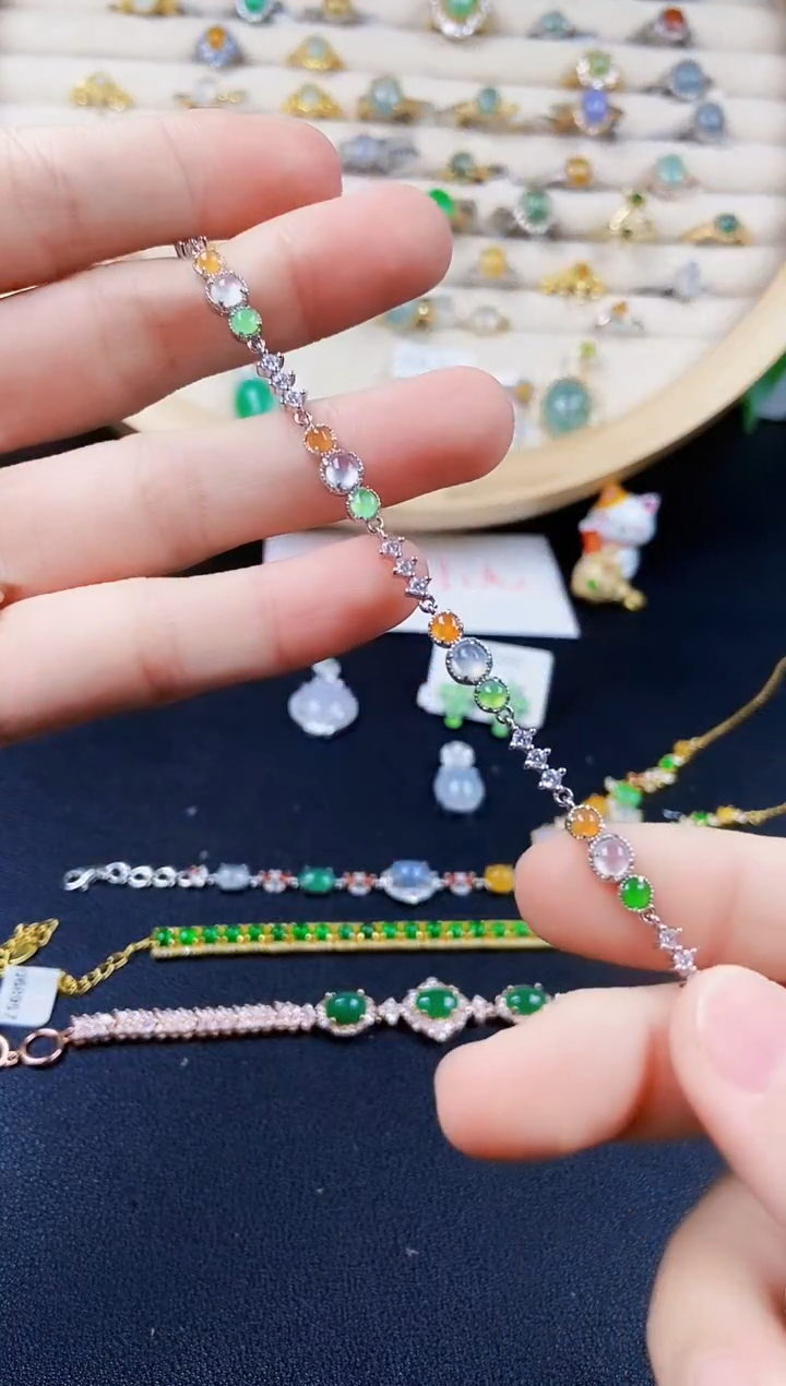 【闪购商品】翡翠手链银S925镶嵌242452555