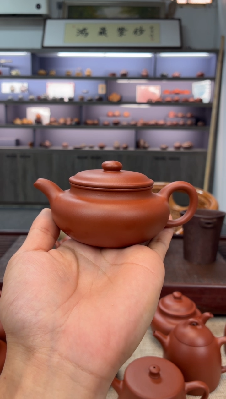 茶壶紫砂朱泥 扁腹