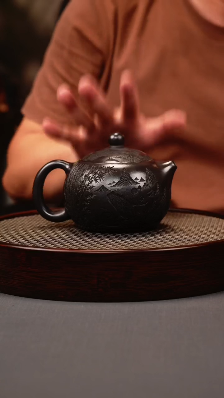 茶壶紫砂石黄 西施 熊猫