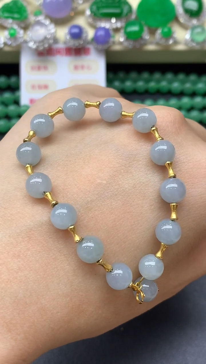 18K金镶嵌手链翡翠135-中国好珍宝