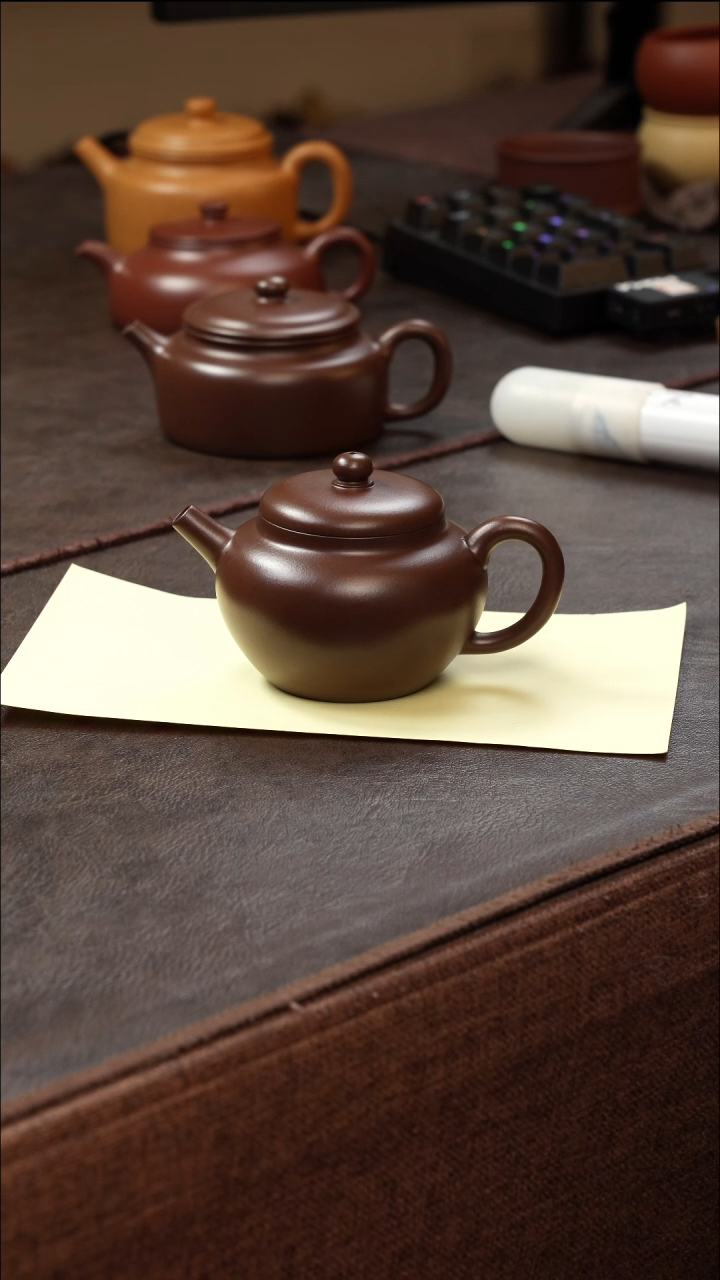 茶壶紫砂壶·21老紫泥巨轮170cc
