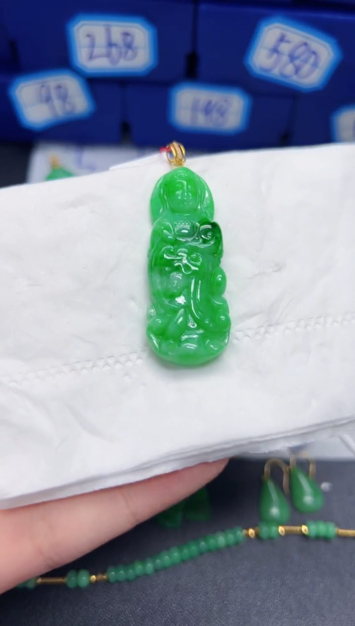 【闪购商品】翡翠颈饰18K金镶嵌Y缅料A货/支持复检/一件