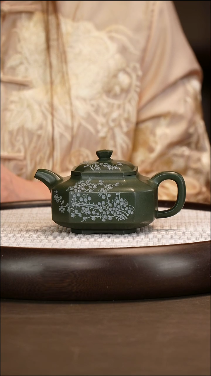 茶壶紫砂【赵克南】春辰绿泥 景舟八方 350cc