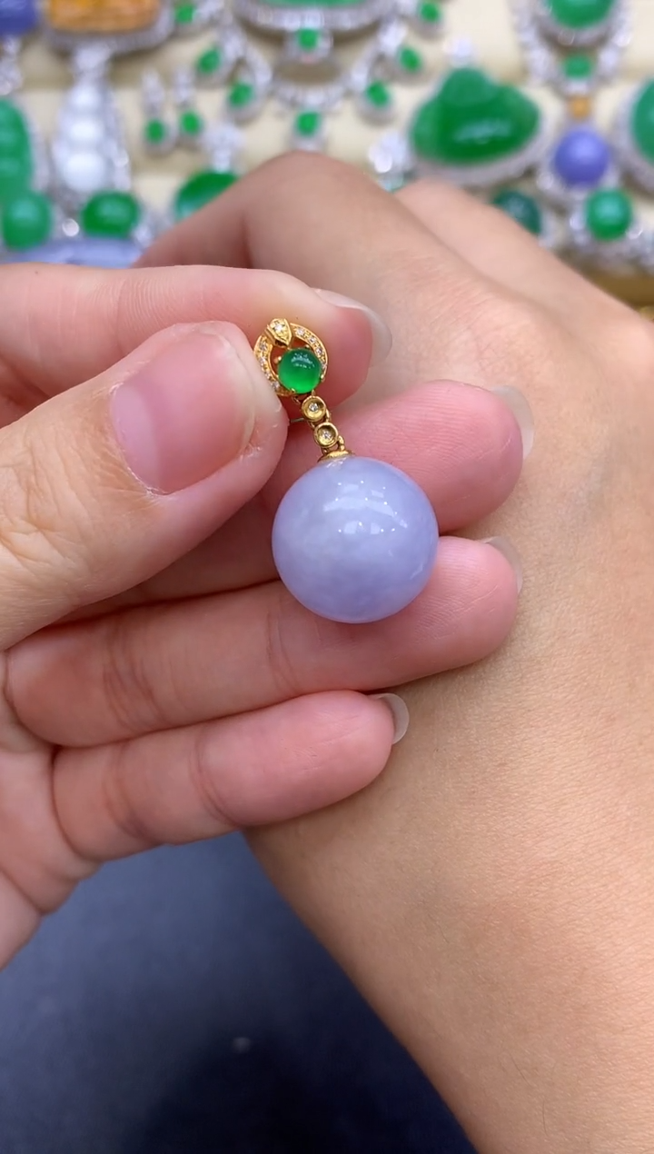 颈饰18K金镶嵌翡翠359-中国好珍宝