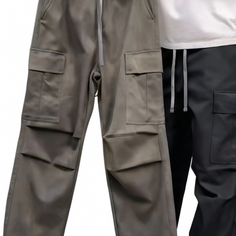 秋冬加绒加厚工装风保暖宽松休闲裤男直筒长裤百搭裤1190冬季