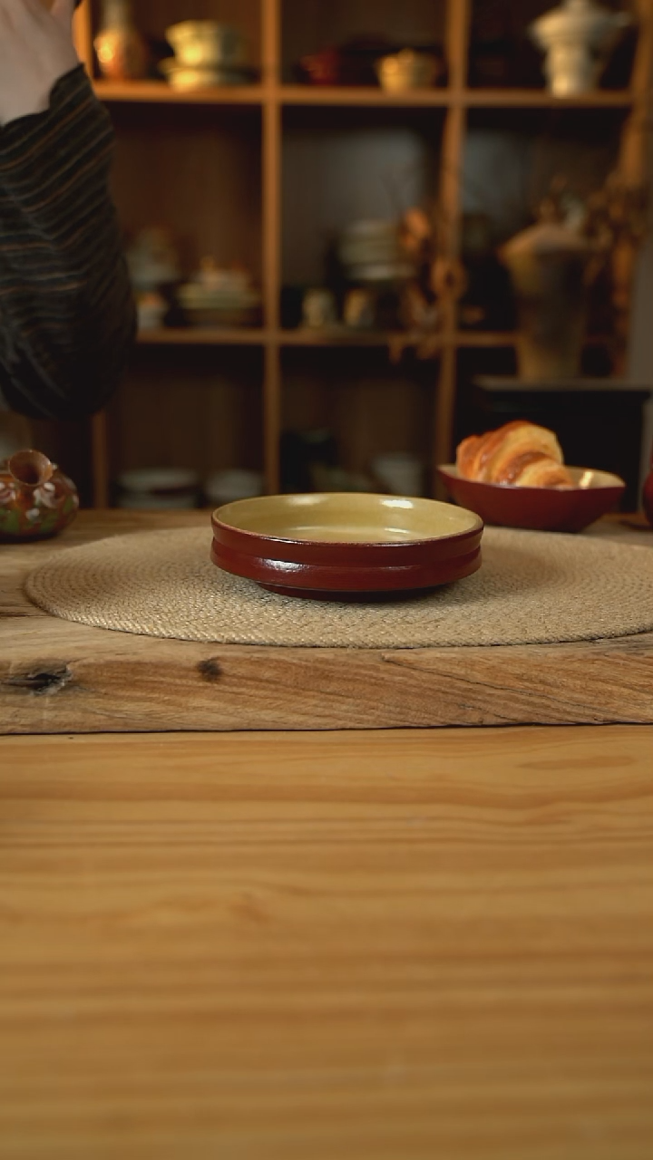 复古红系列的6英寸折腰盘1个