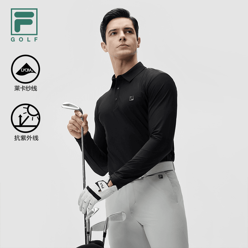 Fila/斐乐男【莱卡纱线高尔夫polo衫】弹力舒适运动长袖A11M435201F