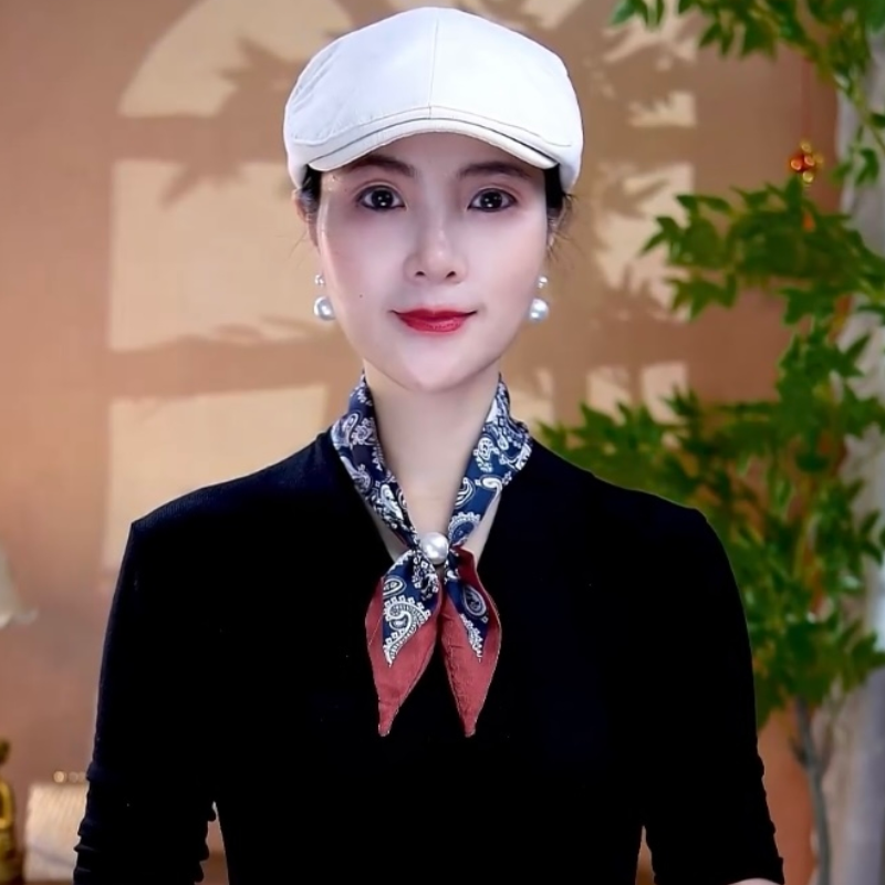 【冰丝缎珠珠蝴蝶结小丝巾】时尚百搭护颈出游旅行拍照围巾