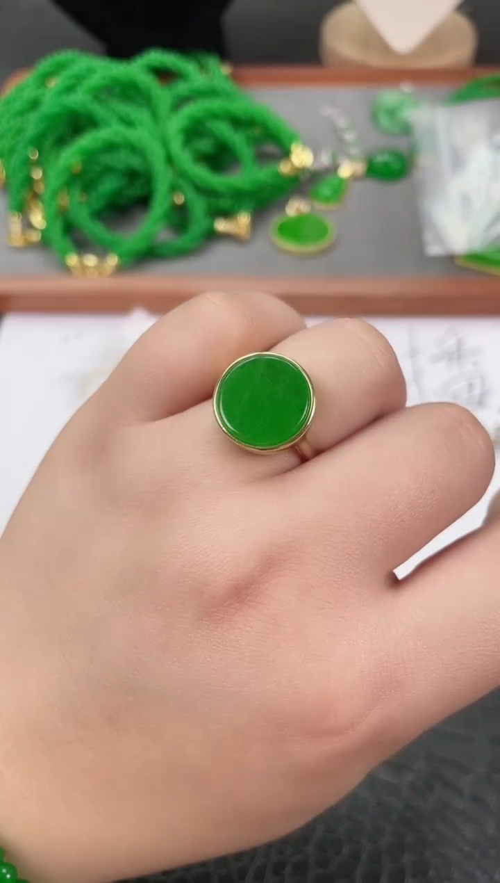 未镶嵌翡翠耳饰无事牌开口戒