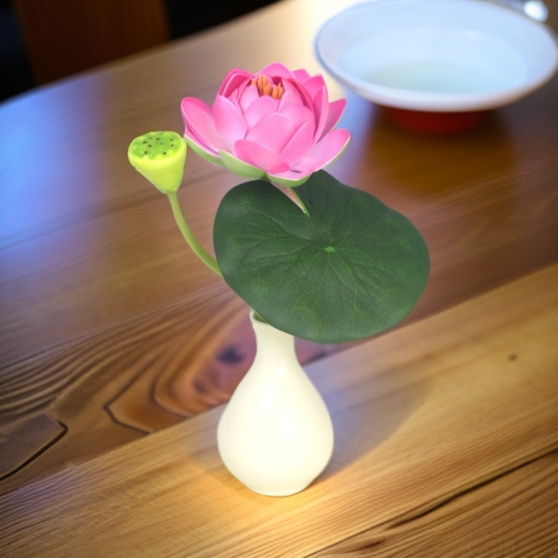 仿真迷你小荷花佛前供花佛台摆放花神台财神供奉花家居装饰假花