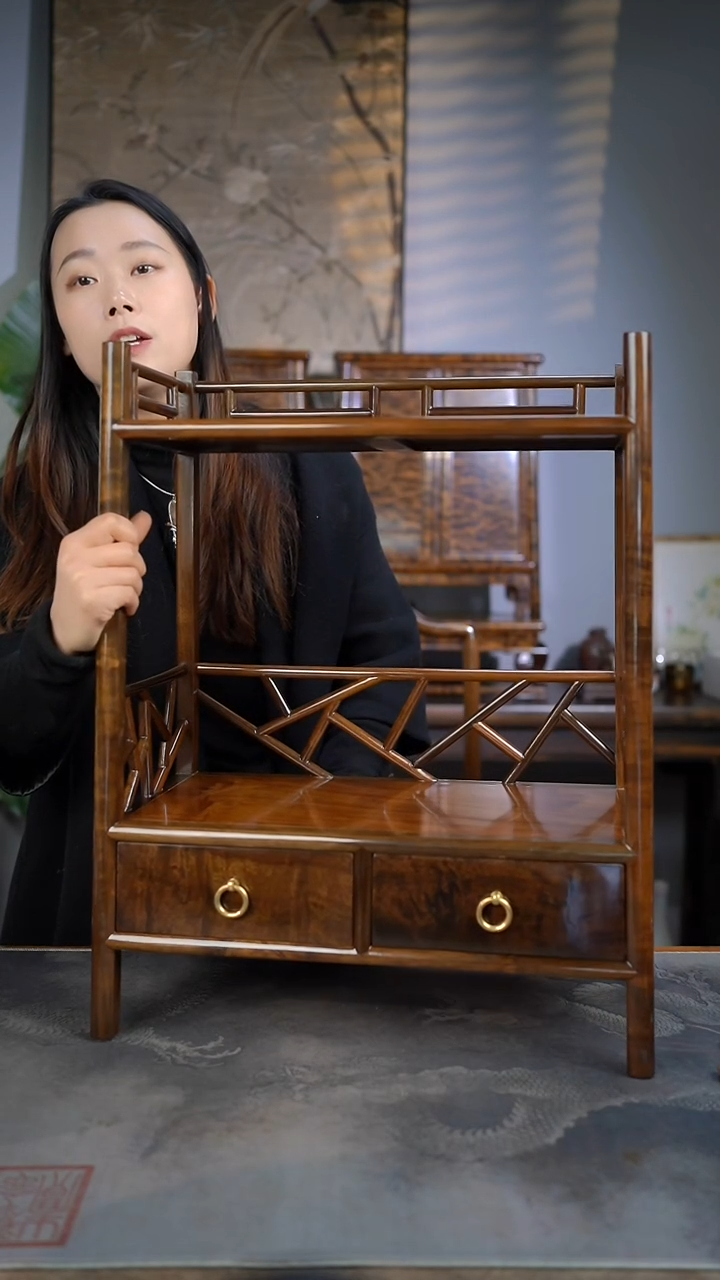 【闪购商品】金丝楠木艺精工满花茶器收纳架