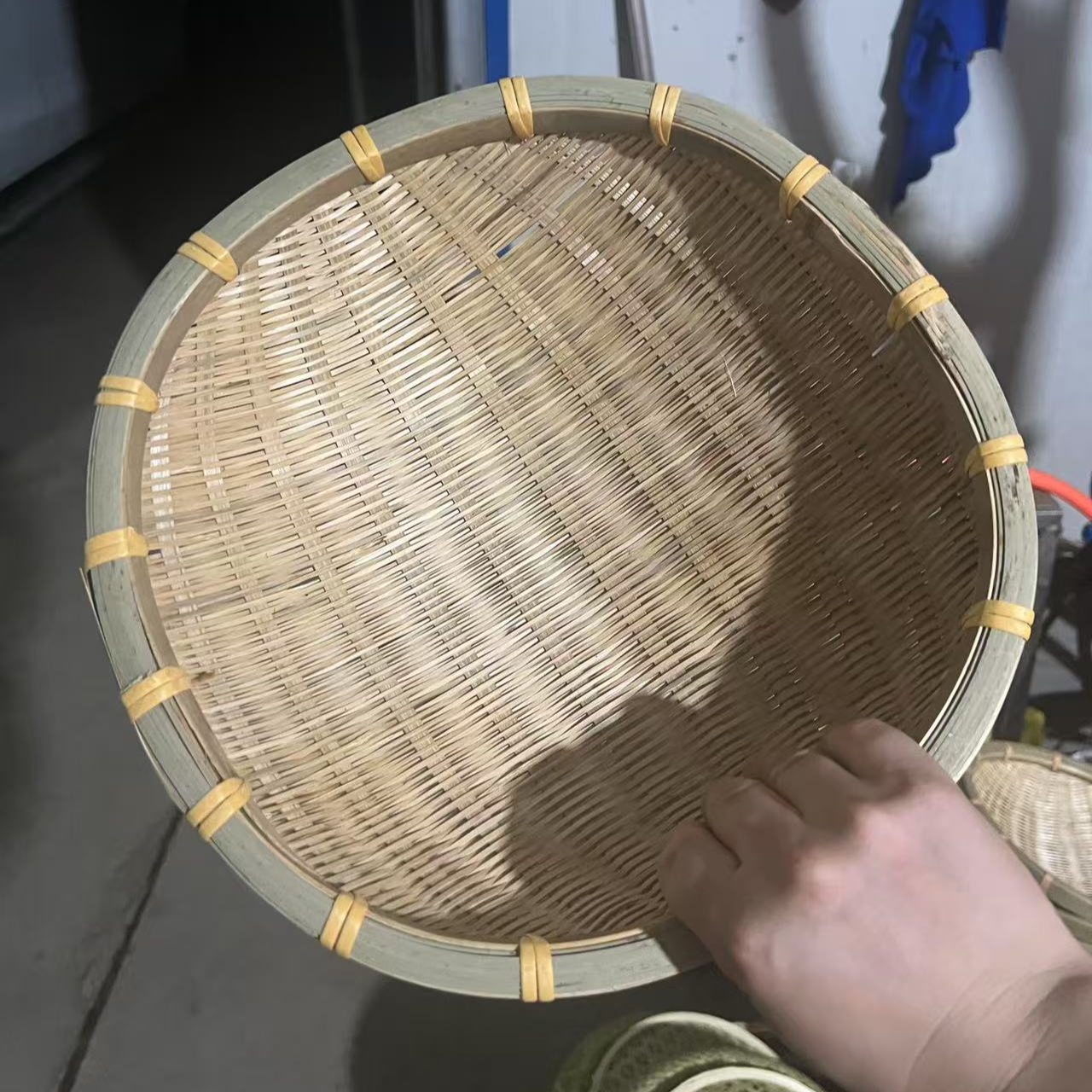 竹编青皮米箩收纳筐30cm