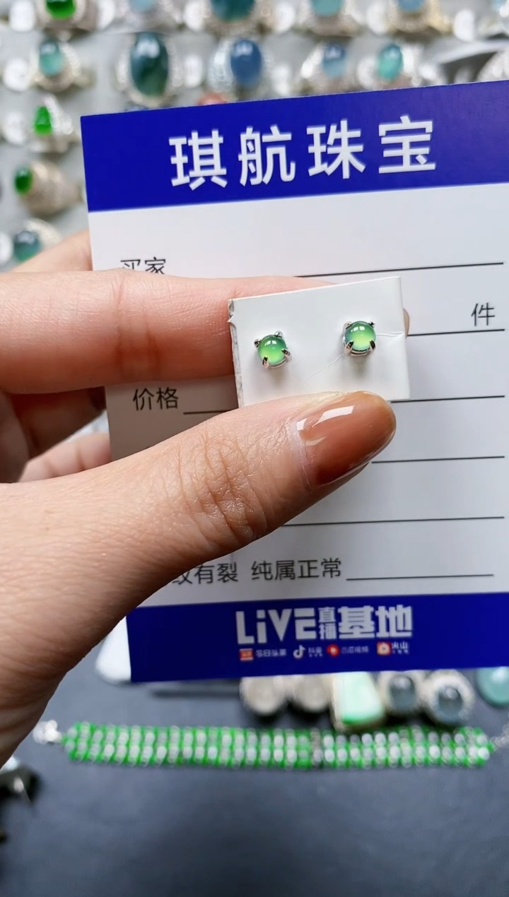 【闪购商品】翡翠耳饰银S925镶嵌0720