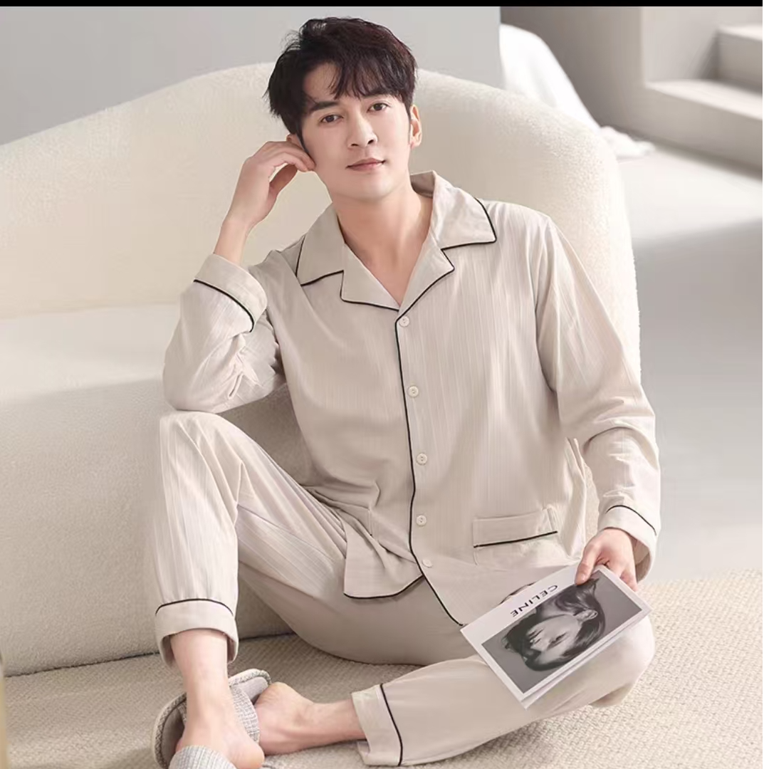 9248-男士（门襟黑色）开衫家居服睡衣棉（7233款）