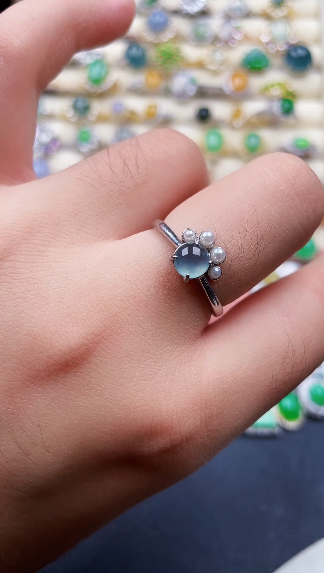 银S925镶嵌戒指翡翠5