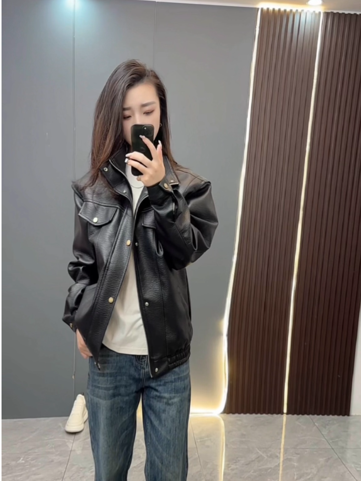 茗睿男装皮衣秋装新款翻领皮夹克外套男宽松情侣美式皮夹克外套