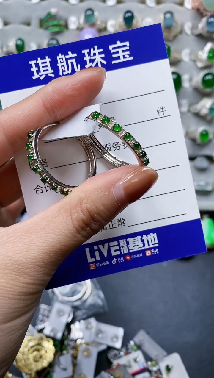 【闪购商品】翡翠耳饰银S925镶嵌0145